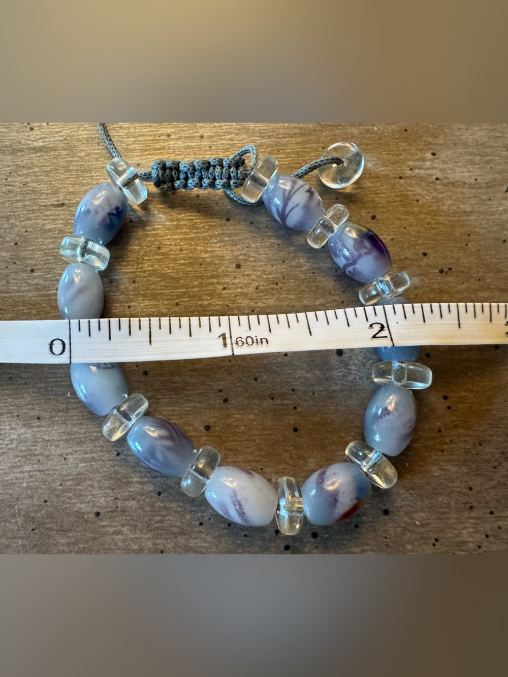 Gray and Purple Beaded Adjustable Bracelet - Picture 4 of 4